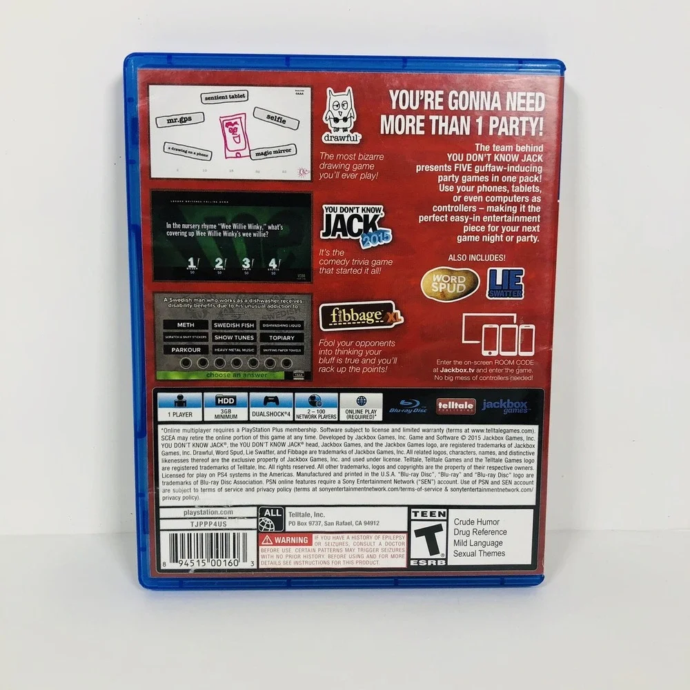 Jackbox Party Pack (Sony PlayStation 4, 2015)‎ Fast Shipping
